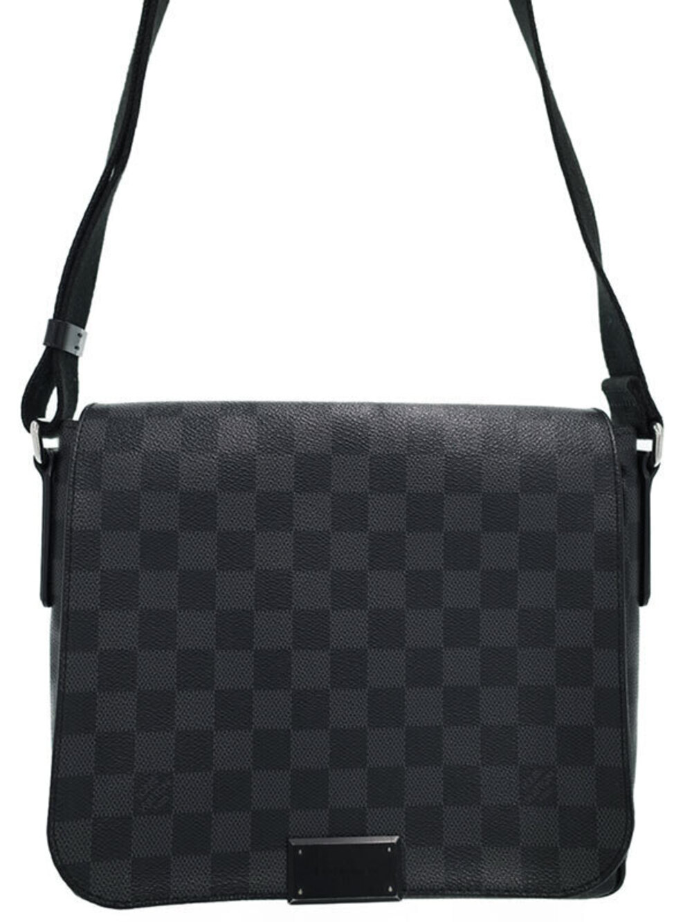 Louis Vuitton Damier District Shoulder Bag Canvas Leather Graphite Black